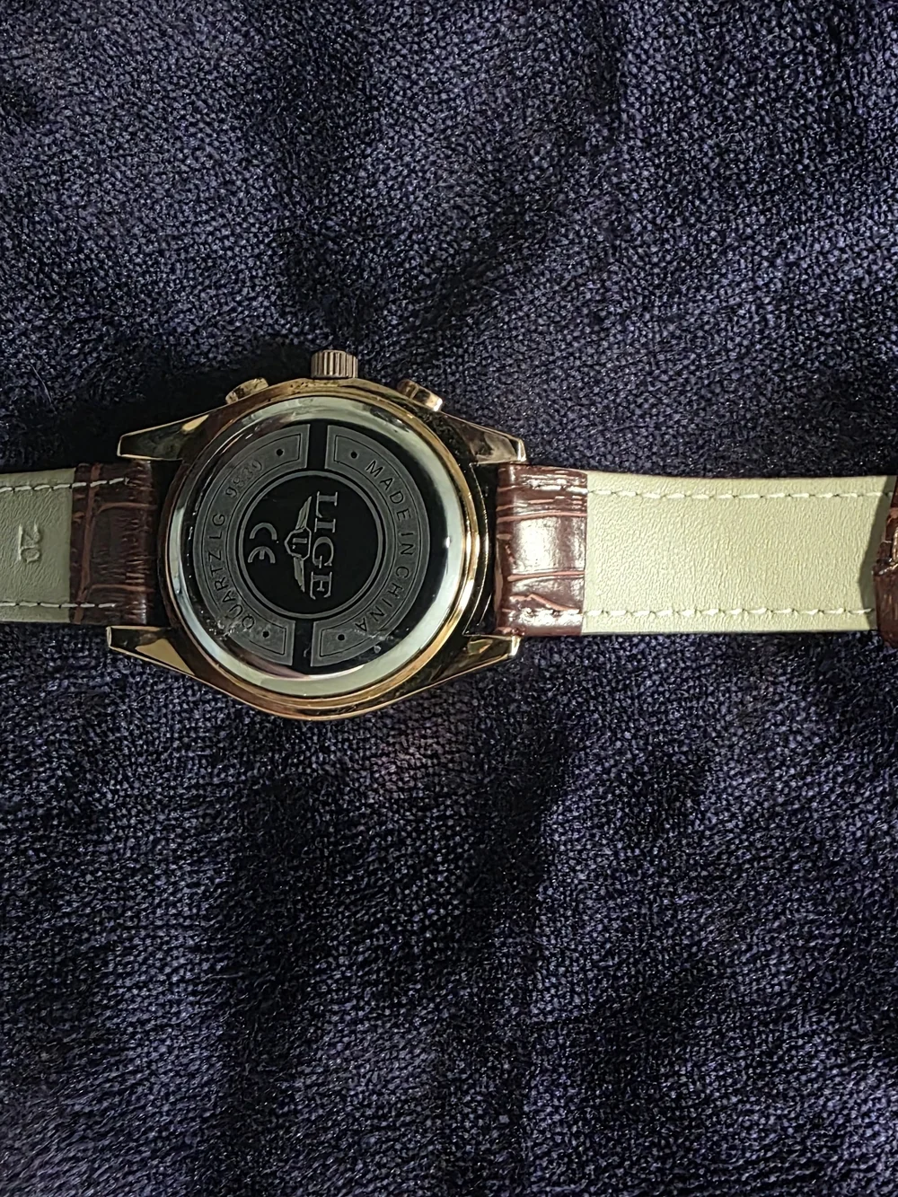 LIGE Men's Gold-Tone Chronograph Mens Watch